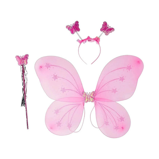 Baby Girl's Fairy Nylon Butterfly Wings Costume Butterfly Fairy Angel Wing| Wand And Hairband Multi- Color For Party (1pc) - infinityexculsivestore.com