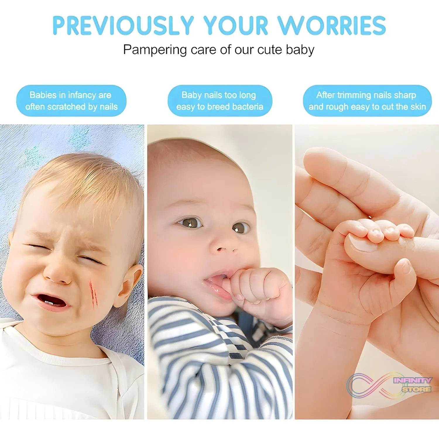 Baby Nail Trimmer / Clippers | 6 Grinding Head (Multi Color / 1 Pc / Battery not included) - infinityexculsivestore.com