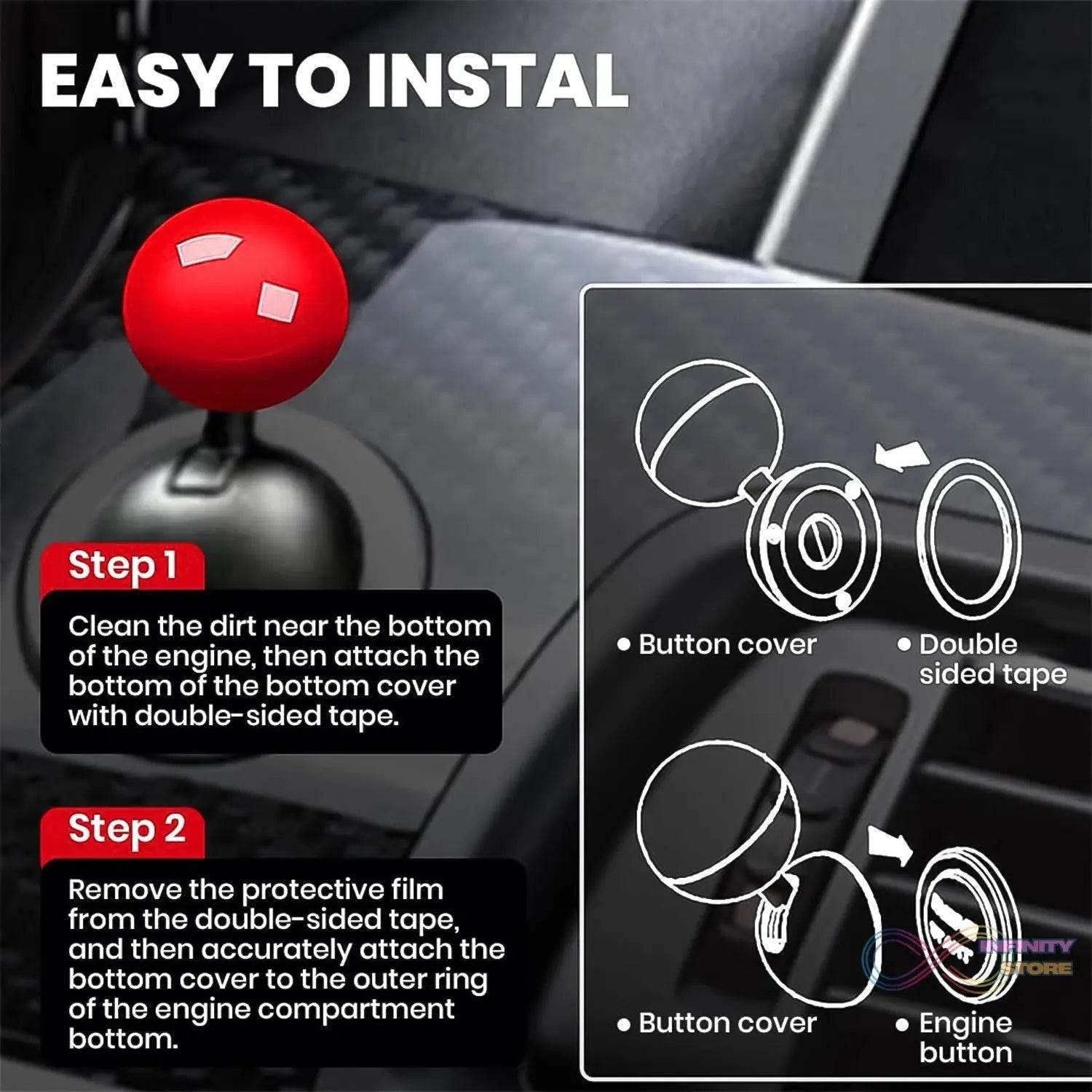 Ball Design Car Push Start Button Rocker / Cover (1 Pc) - infinityexculsivestore.com