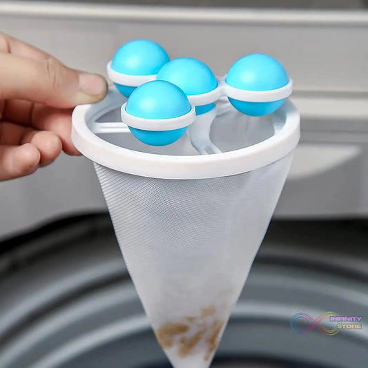 Laundry Ball Floating Pet Fur Lint Hair Catcher Household Reusable Washing Machine Floating Lint Mesh Bag Hair Filter Net Pouch Washing Lint Hair Remover Net, Mesh Bag Dryer (1 Pc) - infinityexculsivestore.com