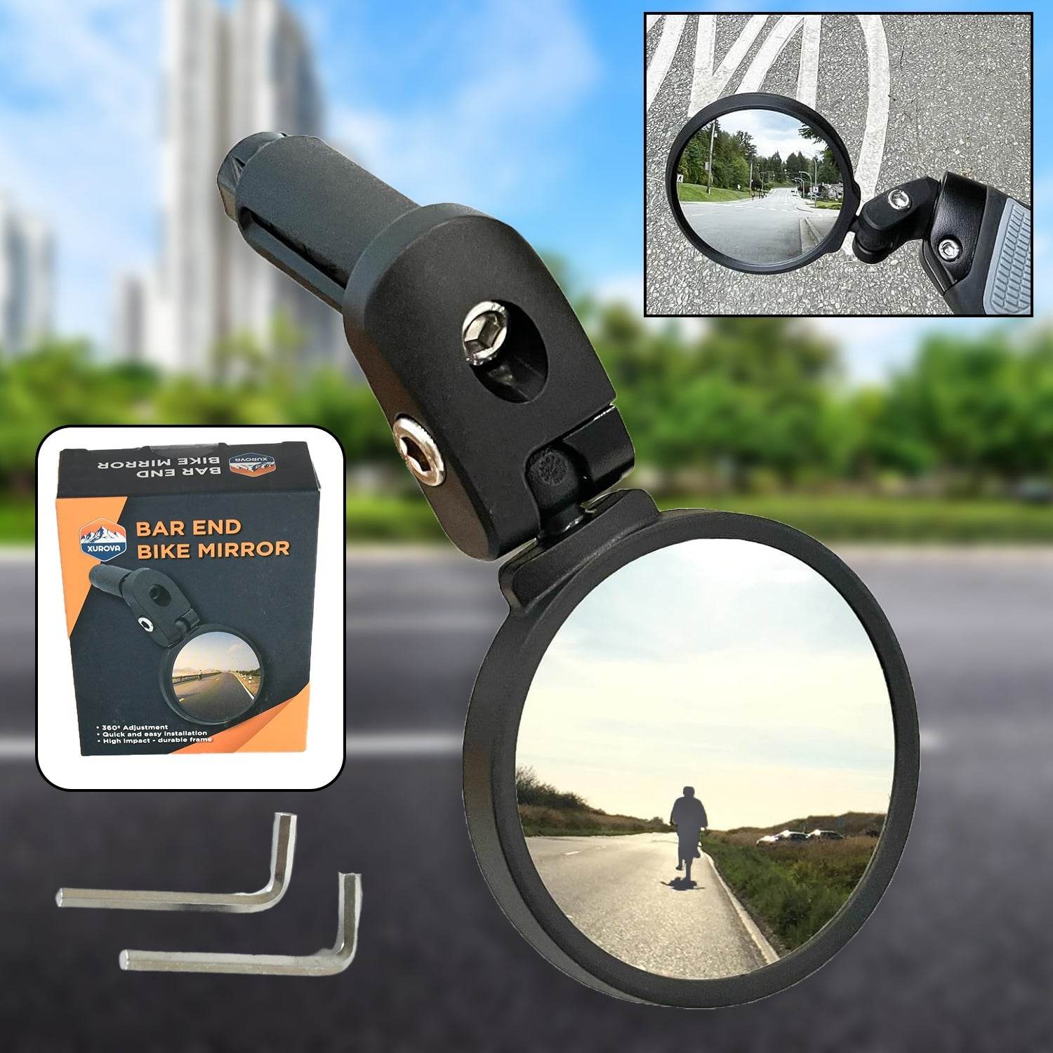 Bar End Bike Mirror, Safe Rearview Mirror 360° Rotatable & Foldable Safety Bicycle Rear View Mirror, Mirror Durable Bike Mirror (1 Pc) - infinityexculsivestore.com