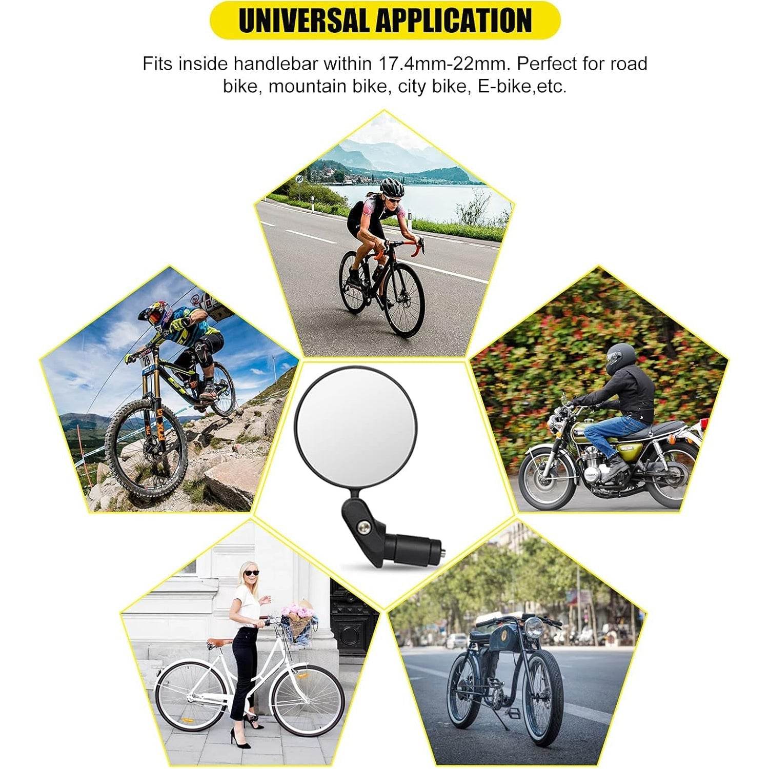 Bar End Bike Mirror, Safe Rearview Mirror 360° Rotatable & Foldable Safety Bicycle Rear View Mirror, Mirror Durable Bike Mirror (1 Pc) - infinityexculsivestore.com