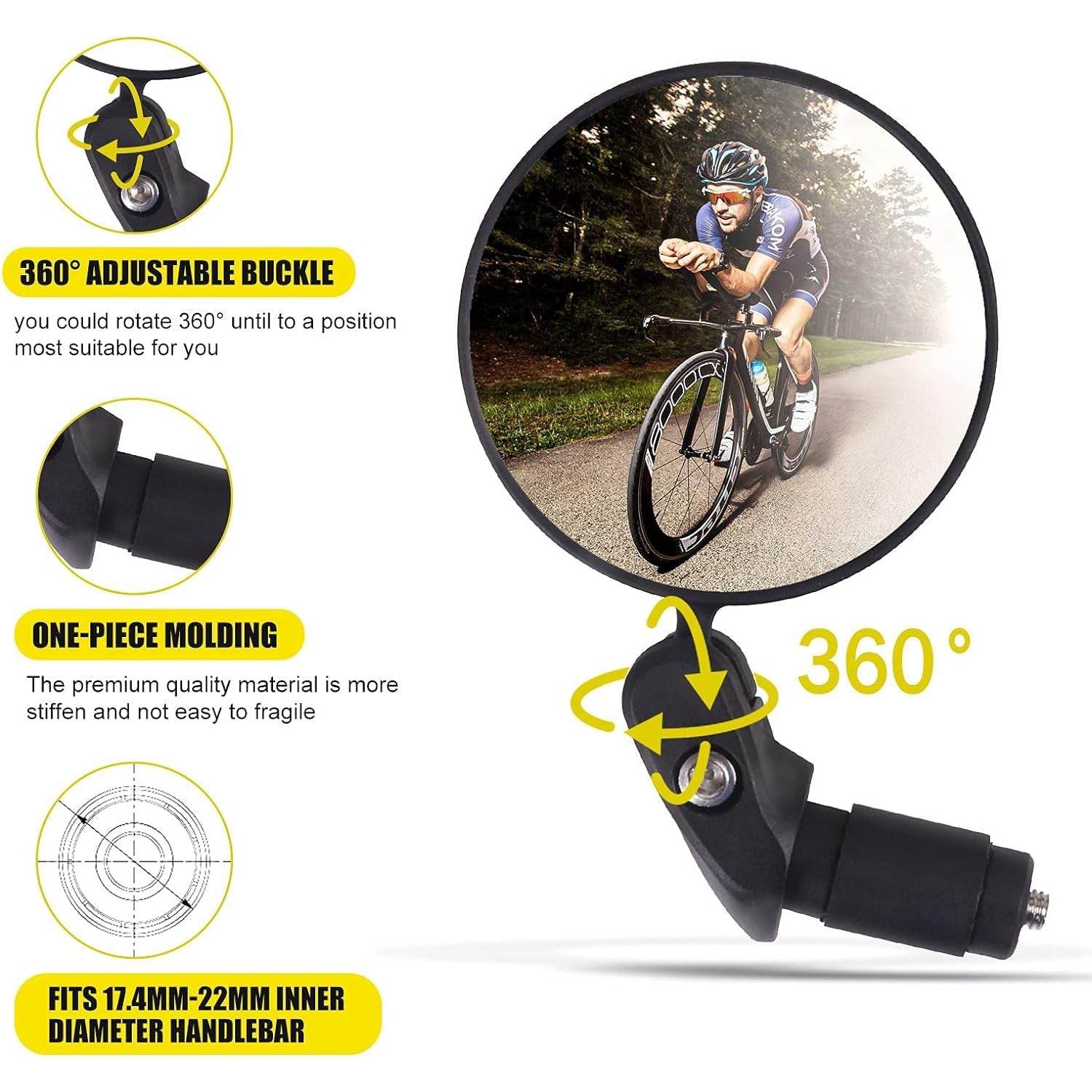 Bar End Bike Mirror, Safe Rearview Mirror 360° Rotatable & Foldable Safety Bicycle Rear View Mirror, Mirror Durable Bike Mirror (1 Pc) - infinityexculsivestore.com