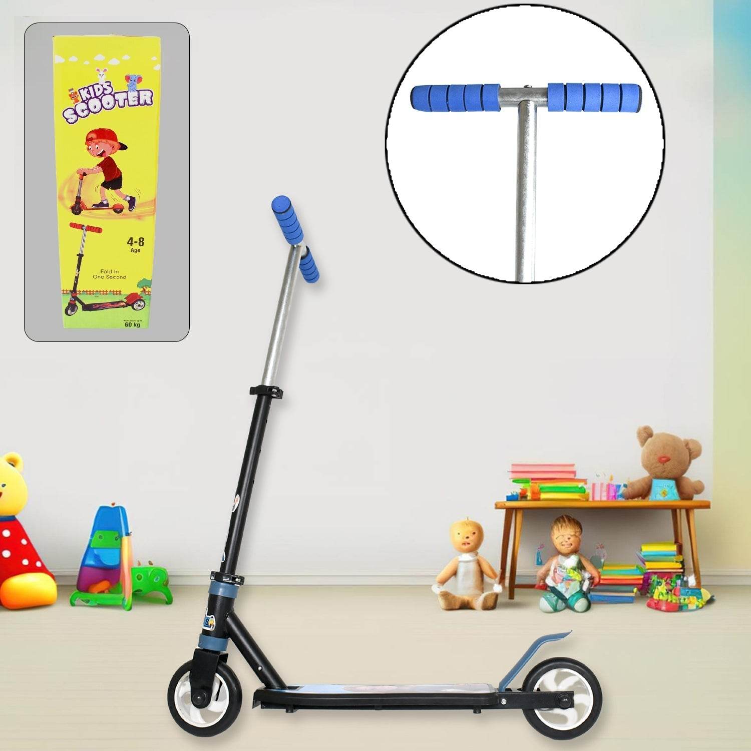 Basic Kids Ride On Leg Push Scooter for Boys and Girls (4 - 8 Years Old Kids) Foldable Scooter Cycle with Height Adjustment for Boys and Girls Multicolor (1 Pc / 2 Wheel)  - infinityexculsivestore.com