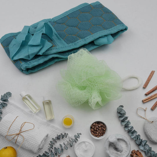 Bath Shower Set Scrubber Loofah Sponge Pouf, Bath Brush Extra Long Dual Sided Scrubber Long Lasting Deep Clean Super Soft, Body Scrubber For Men Woman (2 Pcs Set) - infinityexculsivestore.com