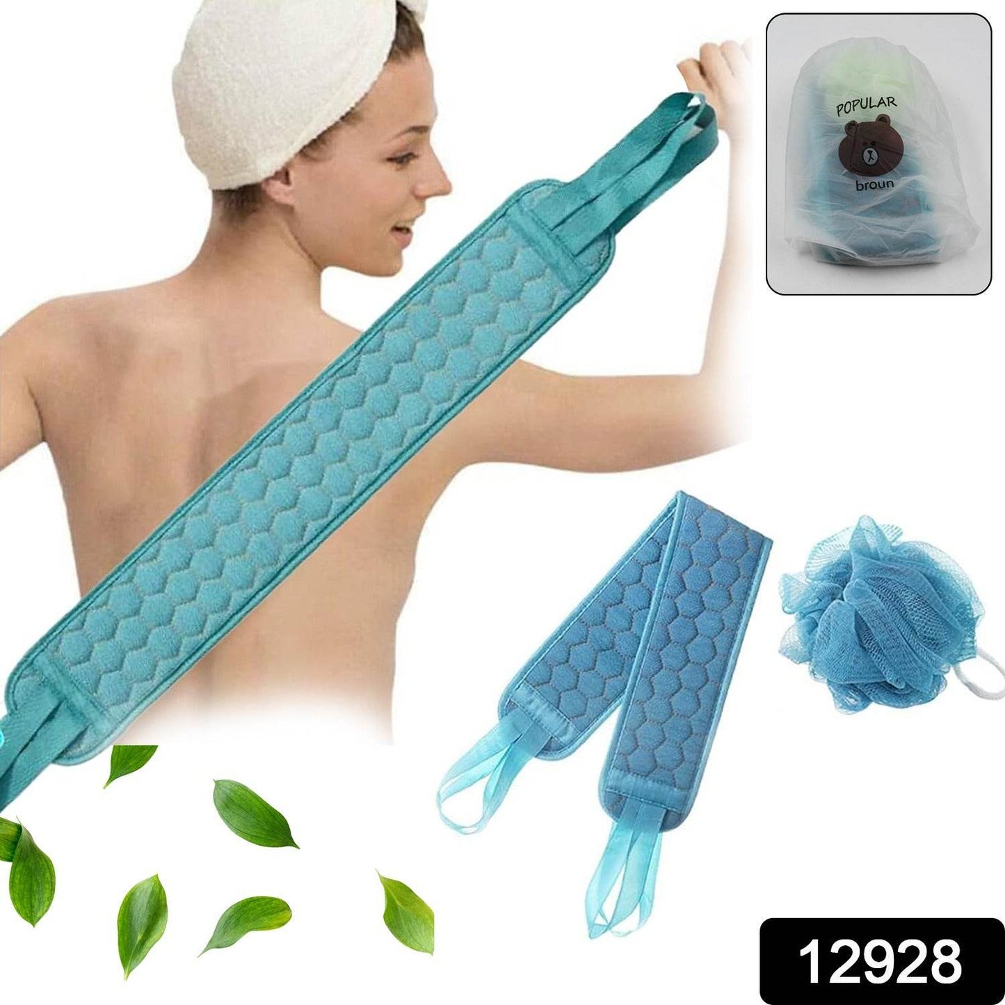 Bath Shower Set Scrubber Loofah Sponge Pouf, Bath Brush Extra Long Dual Sided Scrubber Long Lasting Deep Clean Super Soft, Body Scrubber For Men Woman (2 Pcs Set) - infinityexculsivestore.com