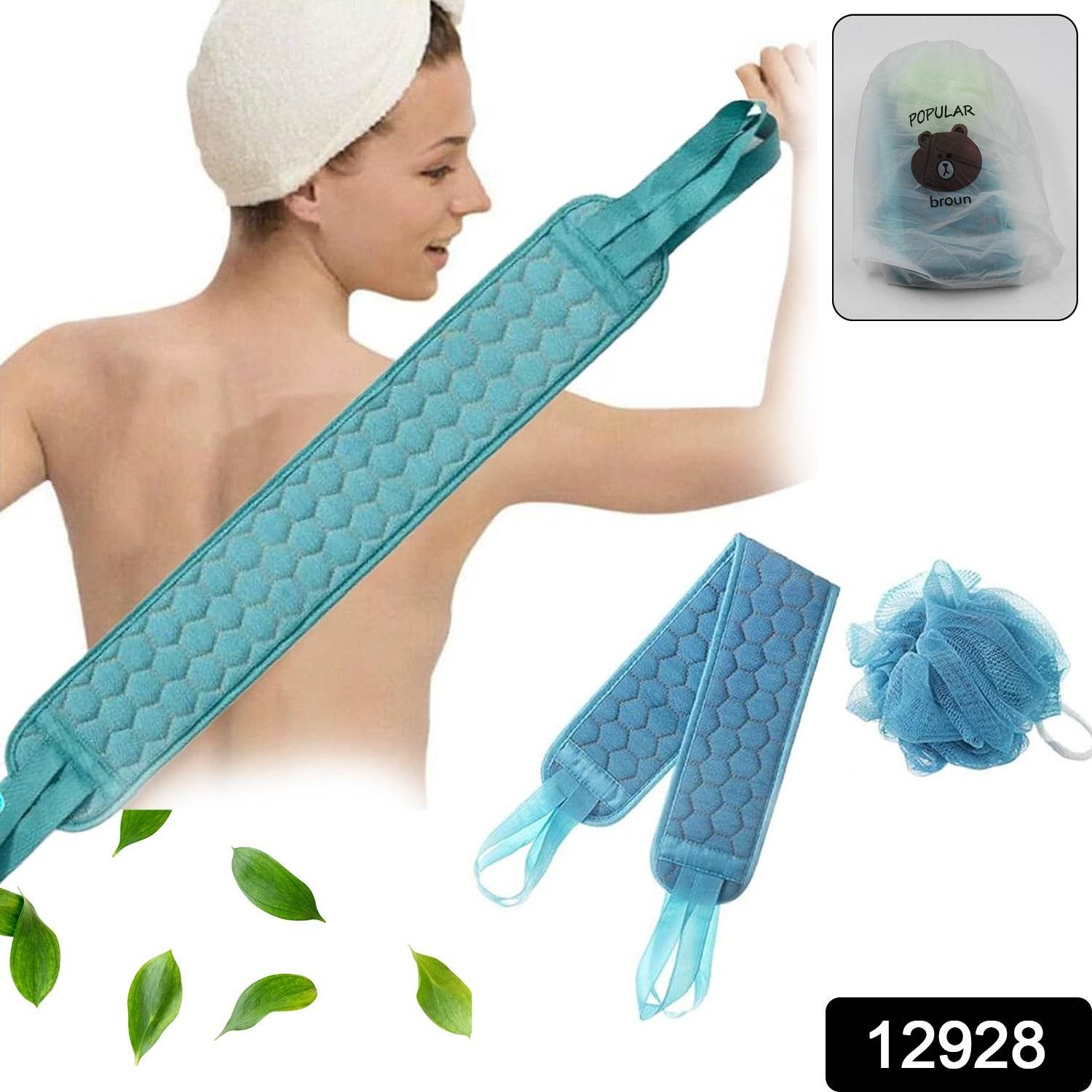 Bath Shower Set Scrubber Loofah Sponge Pouf, Bath Brush Extra Long Dual Sided Scrubber Long Lasting Deep Clean Super Soft, Body Scrubber For Men Woman (2 Pcs Set) - infinityexculsivestore.com