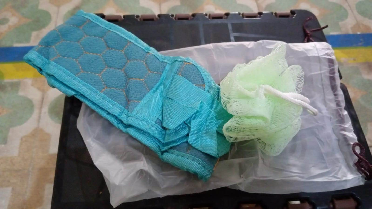 Bath Shower Set Scrubber Loofah Sponge Pouf, Bath Brush Extra Long Dual Sided Scrubber Long Lasting Deep Clean Super Soft, Body Scrubber For Men Woman (2 Pcs Set) - infinityexculsivestore.com