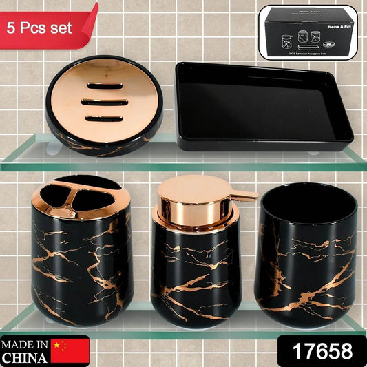 Bathroom Accessory Set Bathroom Decor Premium Quality (5 PCS) 1 X Tumbler,1 X Dispenser,1 X Toothbrush Holder, 1 X Soap Dish & 1 X Tray - infinityexculsivestore.com