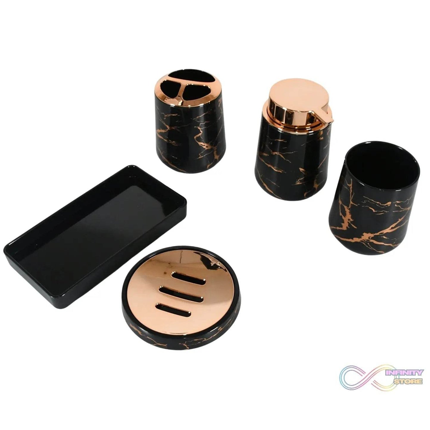 Bathroom Accessory Set Bathroom Decor Premium Quality (5 PCS) 1 X Tumbler,1 X Dispenser,1 X Toothbrush Holder, 1 X Soap Dish & 1 X Tray - infinityexculsivestore.com