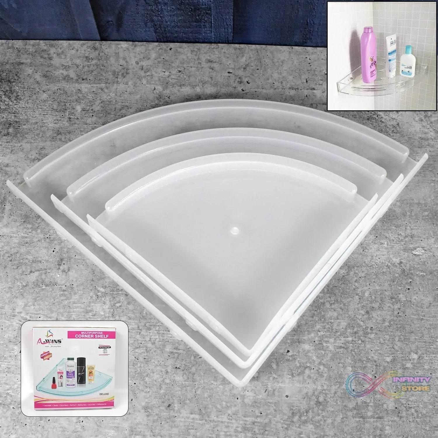 Bathroom Plastic Corner Shelf Rack Set for Wall Number of Shelves (3 Pcs Set) - infinityexculsivestore.com