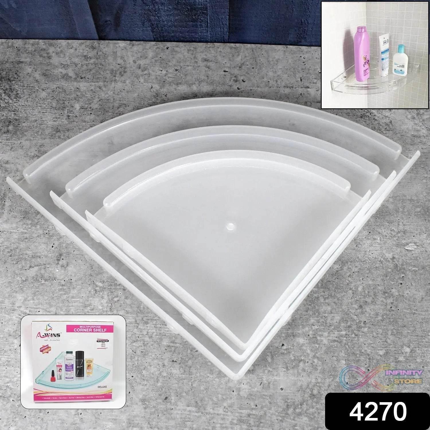 Bathroom Plastic Corner Shelf Rack Set for Wall Number of Shelves (3 Pcs Set) - infinityexculsivestore.com