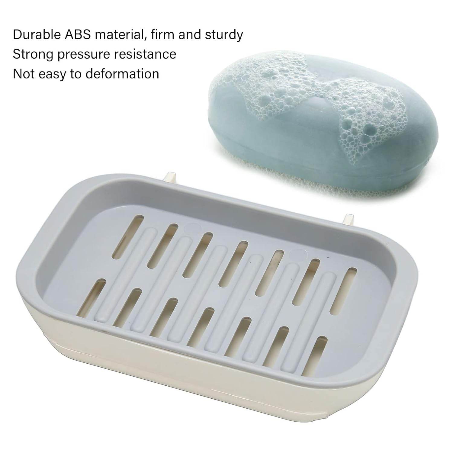 Bathroom Soap Holder, Soap Dish Container, Soap Case for Water Draining, Soap Holder Tray with Adhesive Sticker - infinityexculsivestore.com
