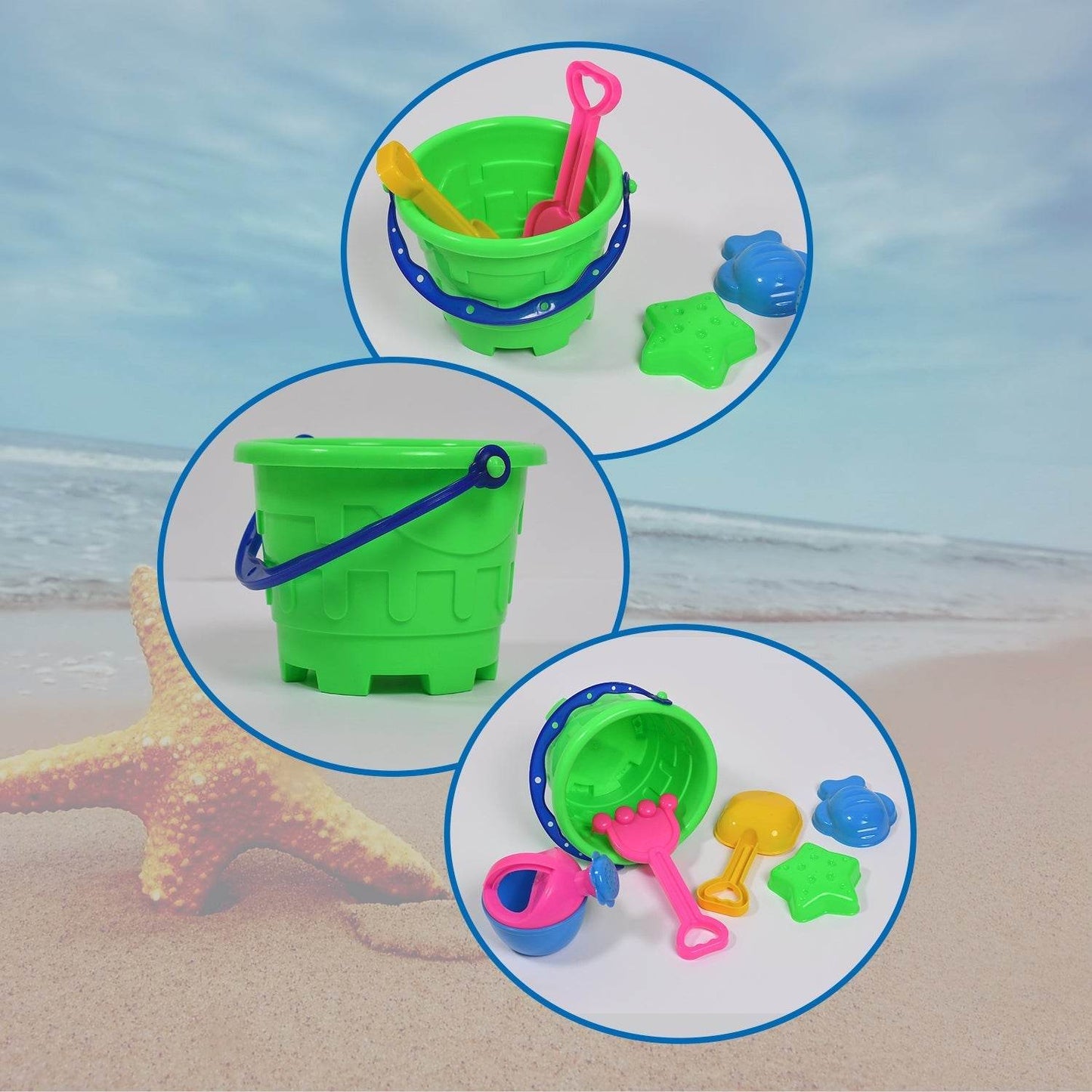 Beach Sand Castle Toy Set for Kids - 6 Pcs Summer Play - infinityexculsivestore.com
