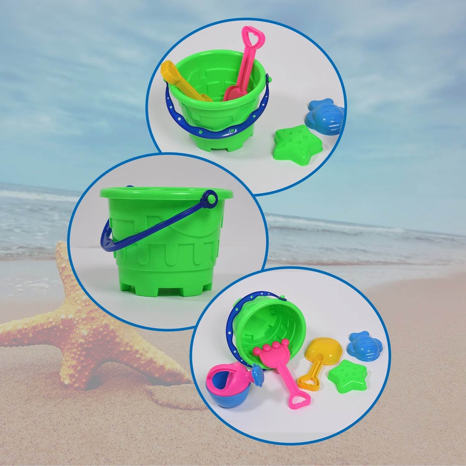 Beach Sand Castle Toy Set for Kids - 6 Pcs Summer Play - infinityexculsivestore.com