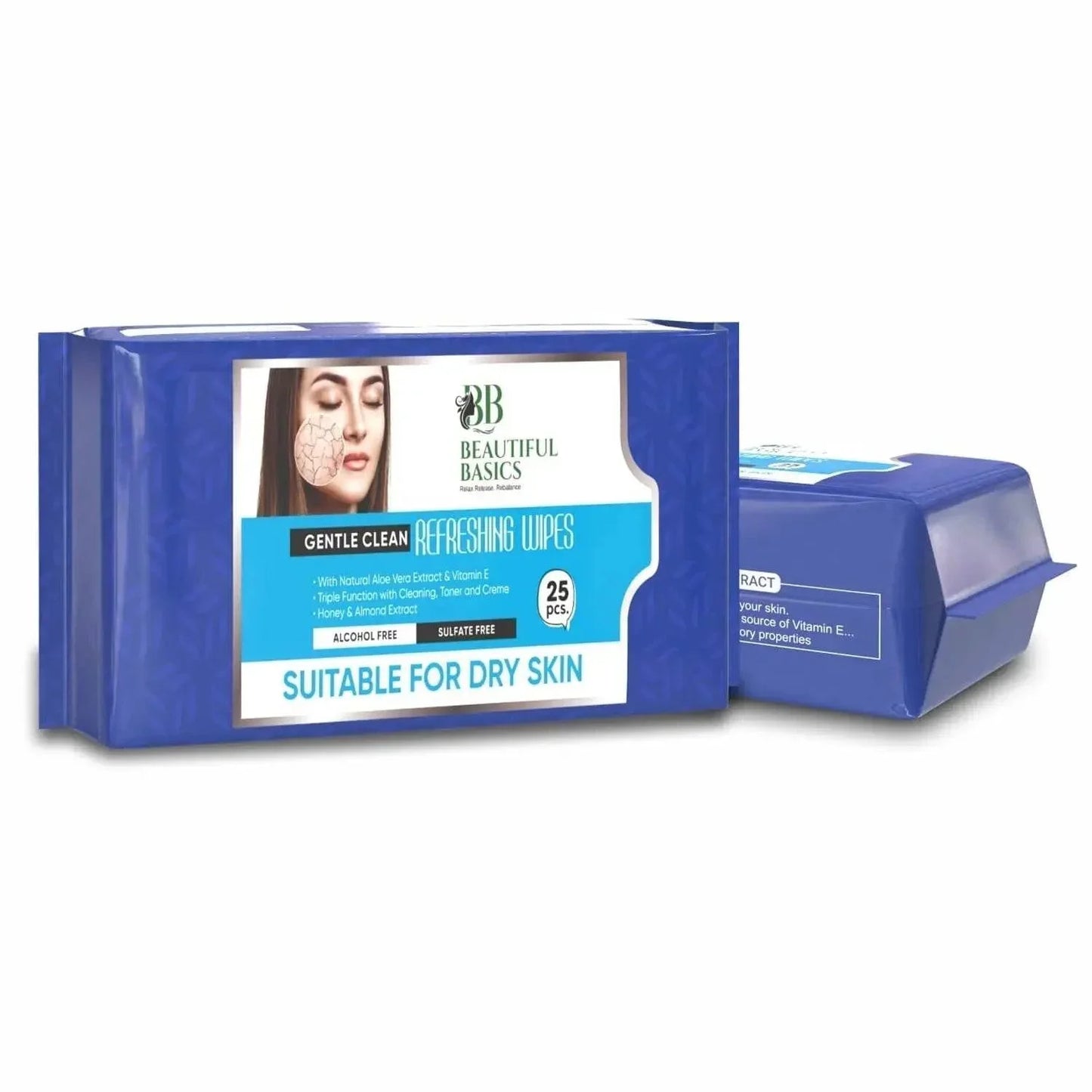 Beautiful Basics Dry & Sensitive Skin Face Wipes (2 Pkts x 50 Pcs Wipes) - infinityexculsivestore.com