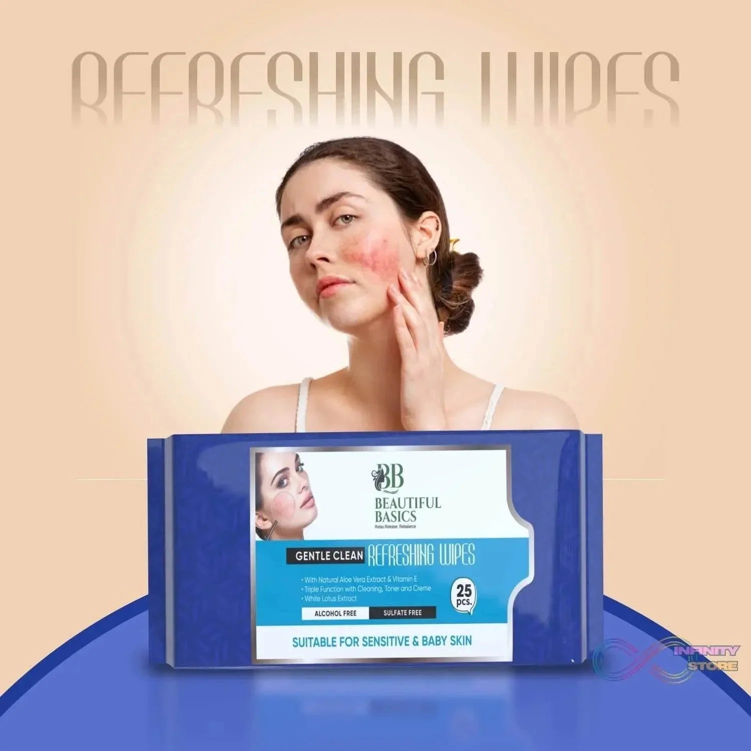 Beautiful Basics Dry & Sensitive Skin Face Wipes (2 Pkts x 50 Pcs Wipes) - infinityexculsivestore.com