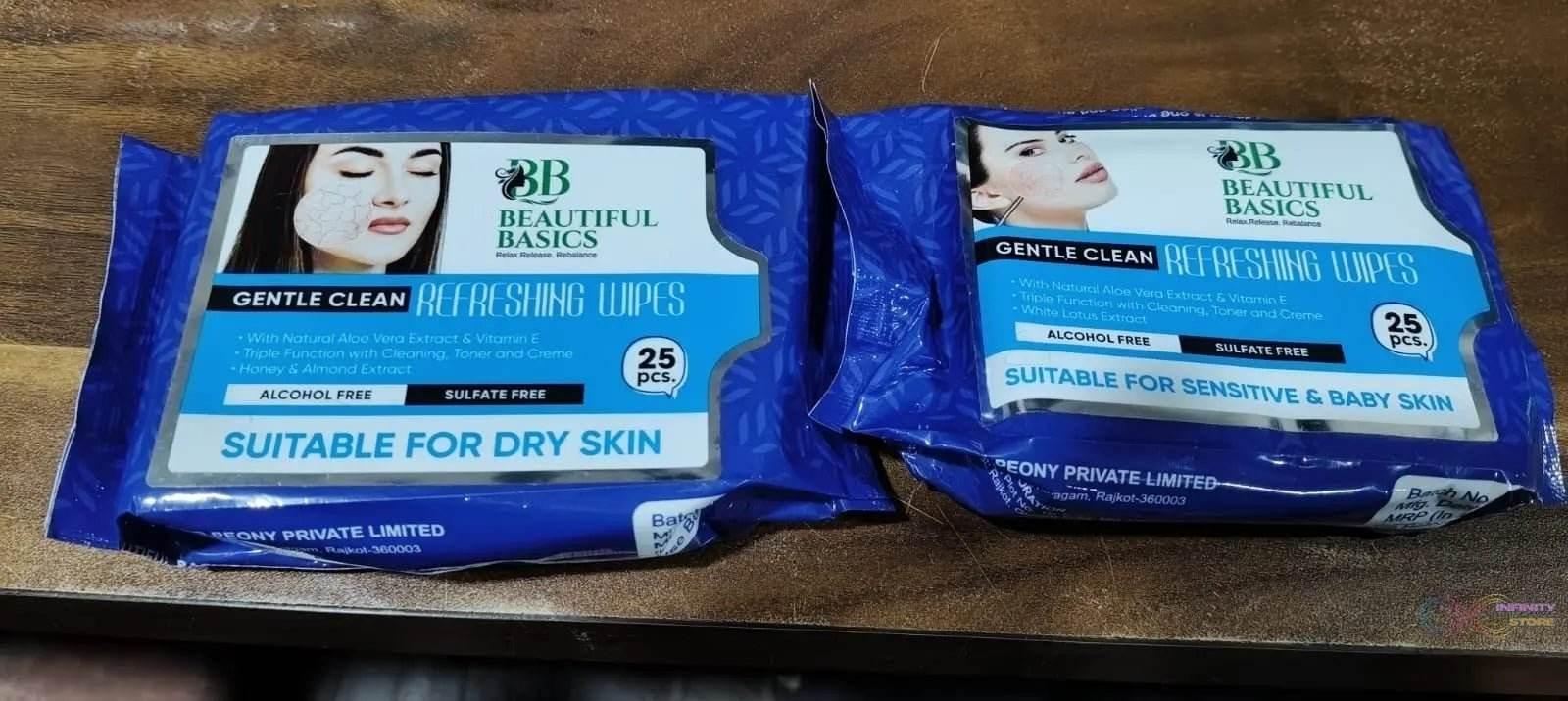Beautiful Basics Dry & Sensitive Skin Face Wipes (2 Pkts x 50 Pcs Wipes) - infinityexculsivestore.com