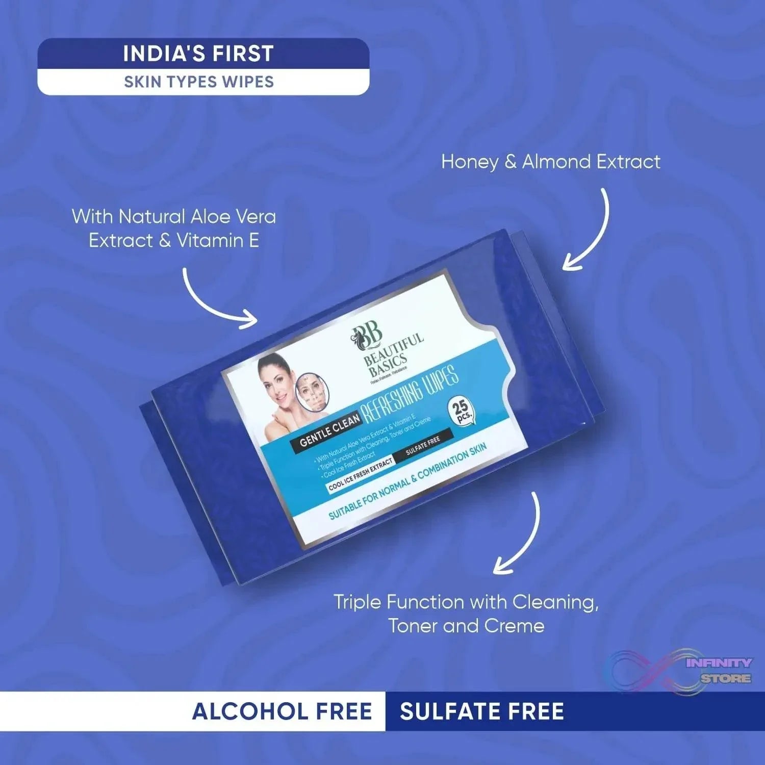 Beautiful Basics Normal & Oily Skin Face Wipes (2 Pkts x 50 Pcs Wipes) - infinityexculsivestore.com