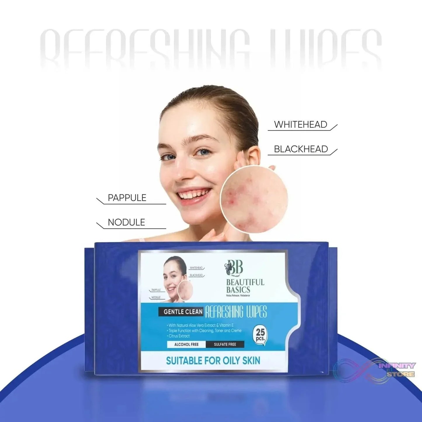 Beautiful Basics Normal & Oily Skin Face Wipes (2 Pkts x 50 Pcs Wipes) - infinityexculsivestore.com