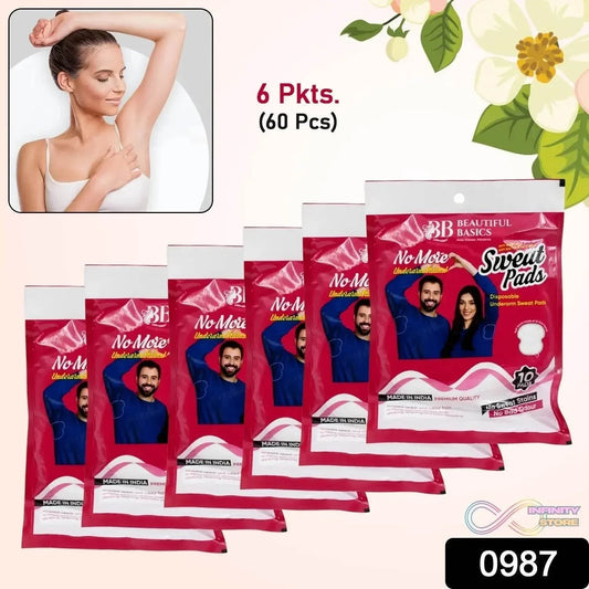 Beautiful Basics Underarms Sweat Pads Disposable (Pkts 6x 60 Pcs Set) - infinityexculsivestore.com