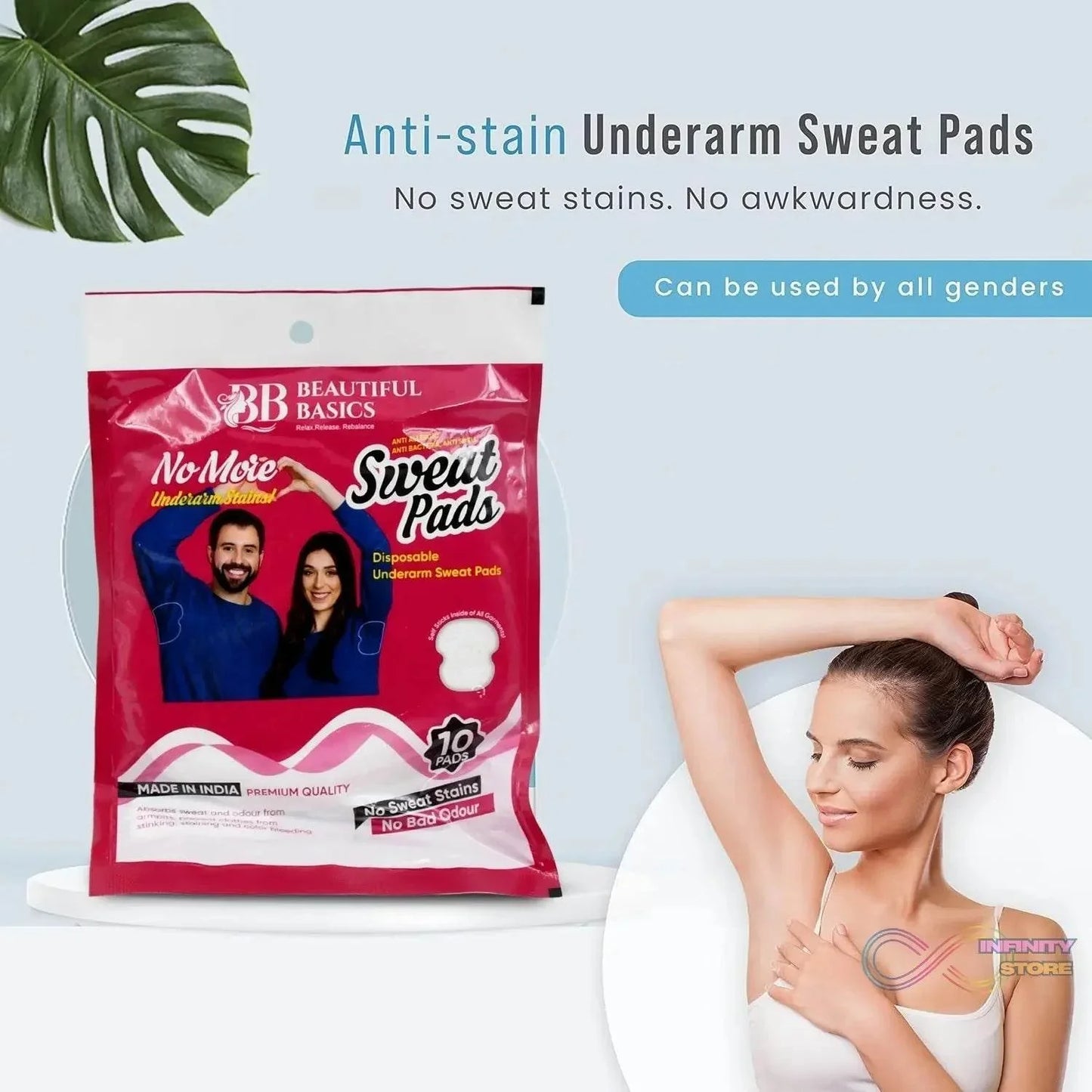 Beautiful Basics Underarms Sweat Pads Disposable (Pkts 6x 60 Pcs Set) - infinityexculsivestore.com