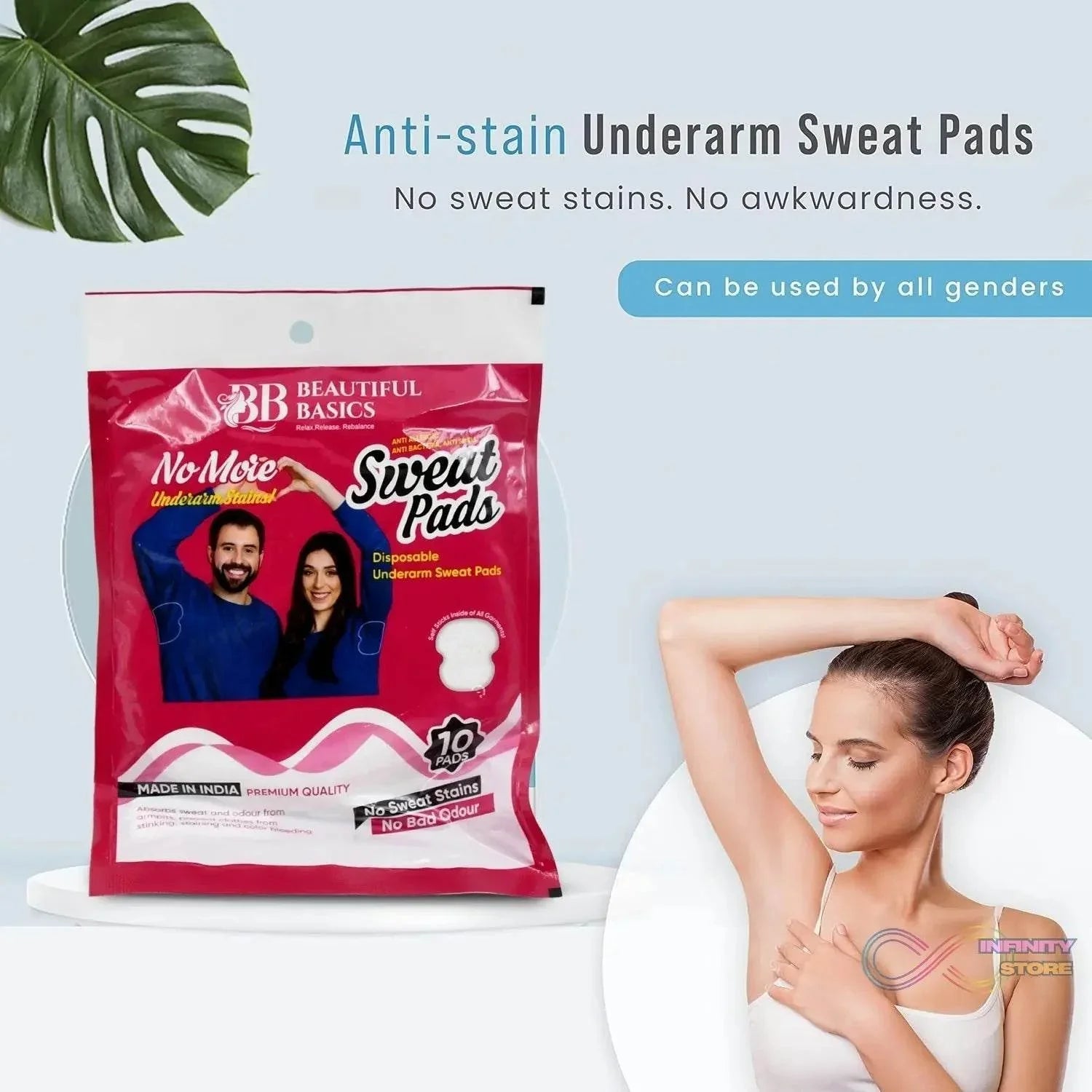 Beautiful Basics Underarms Sweat Pads Disposable (Pkts 6x 60 Pcs Set) - infinityexculsivestore.com