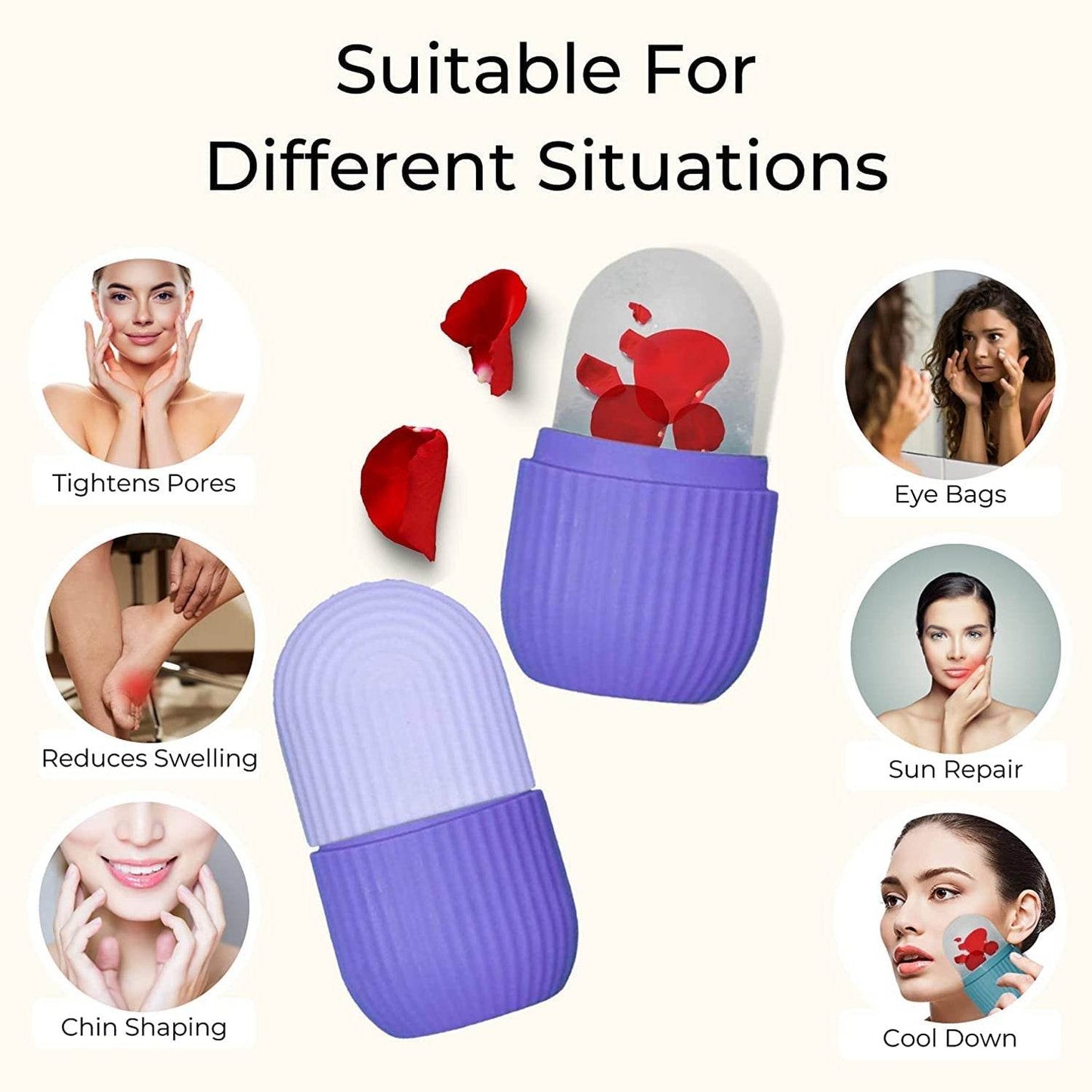 Beauty Ice Roller for Face Massager & Eye Reusable Face Rollers Facial Roller Box - infinityexculsivestore.com