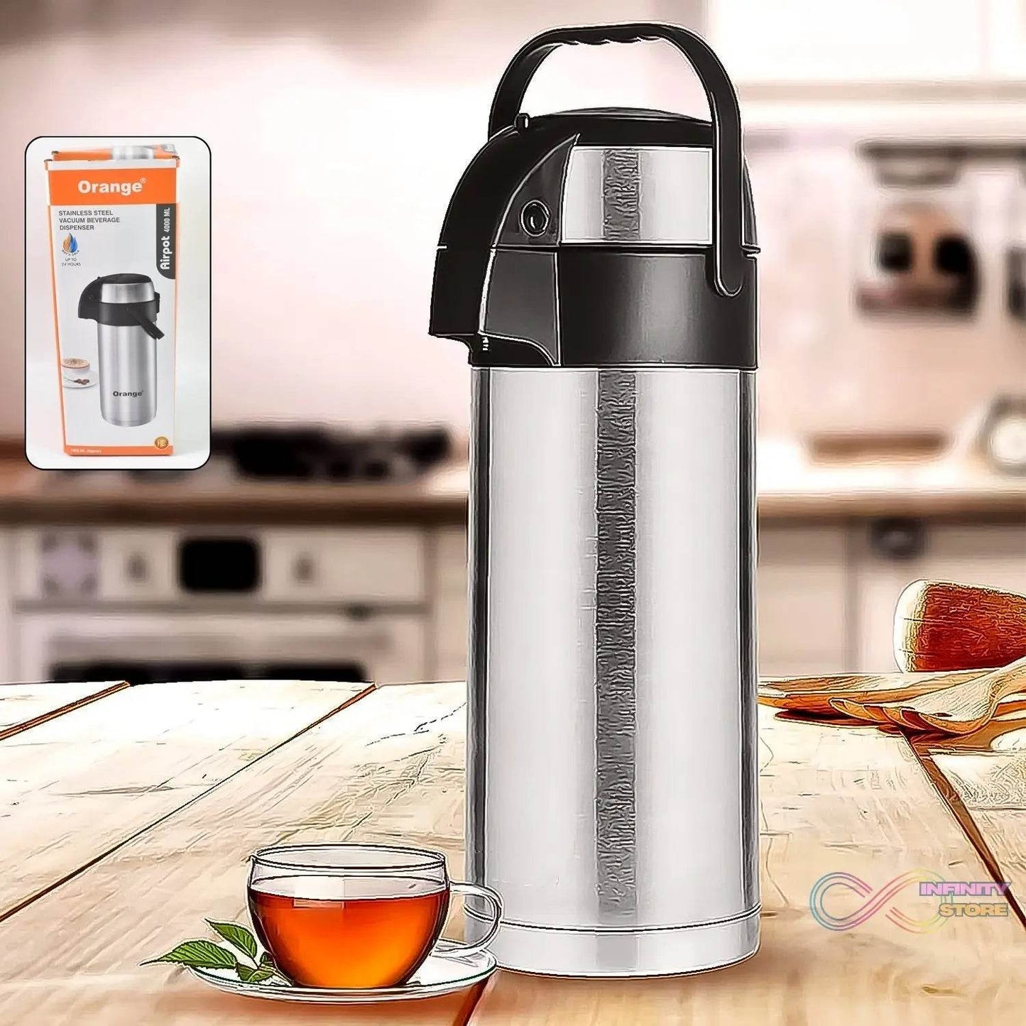 Beverage Dispenser Stainless Steel for Serving Tea and Coffee, Thermos steel (4000 ML) - infinityexculsivestore.com