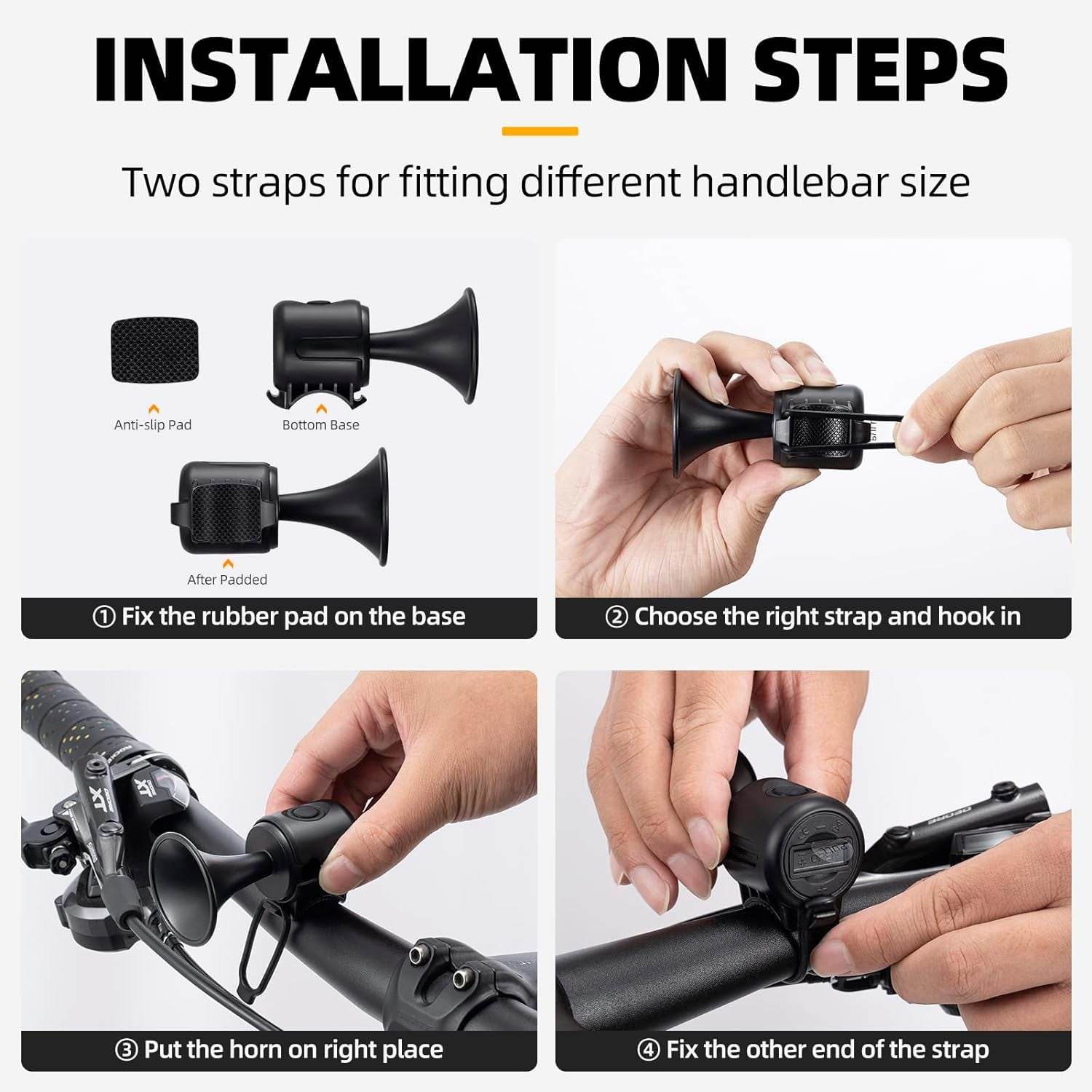 Bicycle Air Horn Loud - 120dB 1 Sound Mode Electronic Bicycle Bell,Super Electric Horn with Long Standby Button Battery Operated/IPX4 Waterproof Loud Bell for Adults - infinityexculsivestore.com