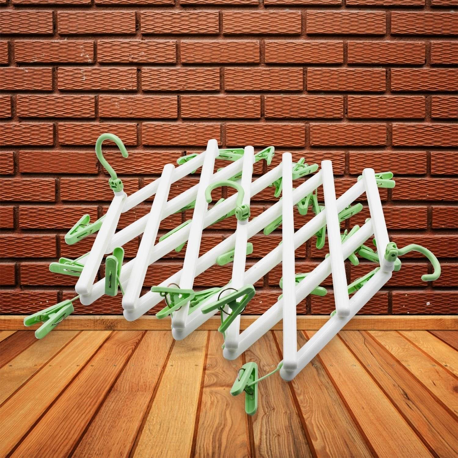 Big Adjustable Clothes Hanger, Windproof Tumble Dryer, Extendable, Socks Washing Liner, Plastic Drying Rack, Sock Hanger, Foldable Hanger, Underwear Dryer with 29 Clips - infinityexculsivestore.com