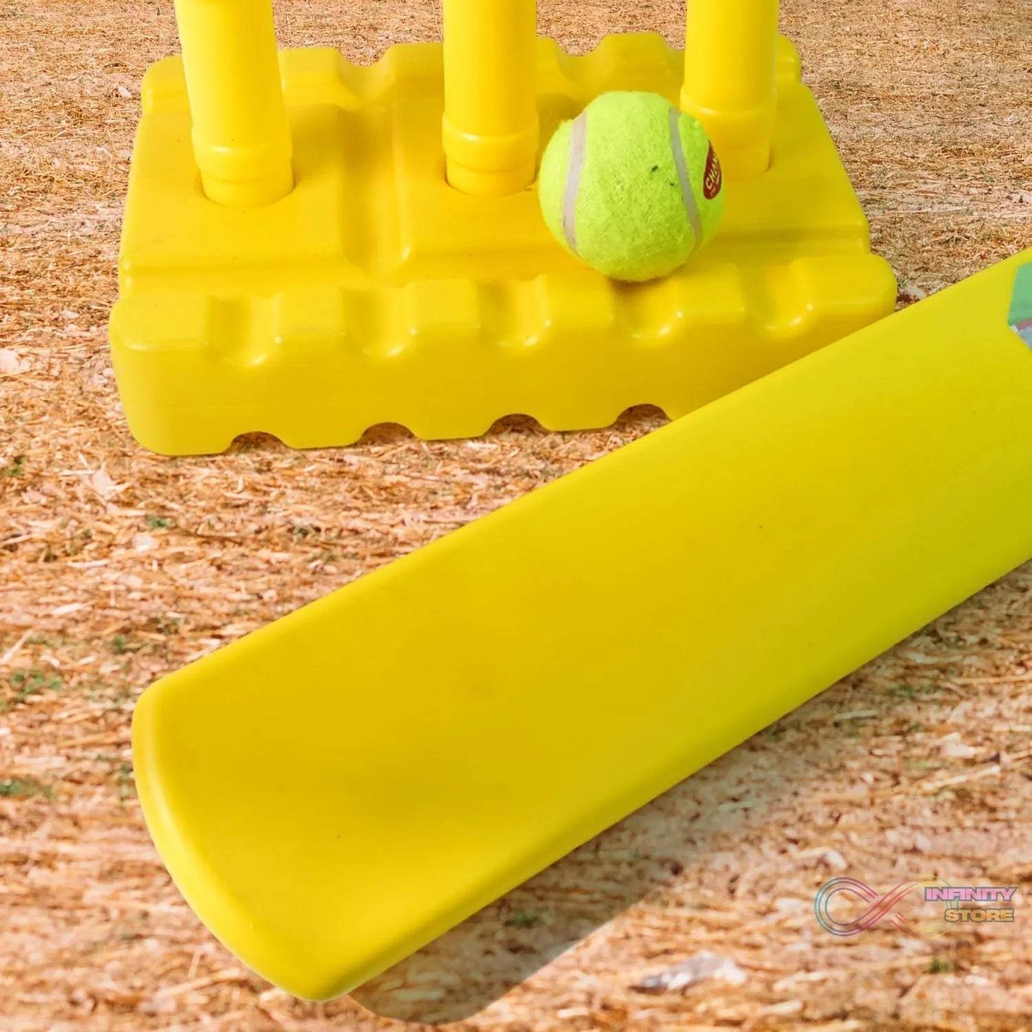Big Cricket Kit, Cricket Set with 1 Cricket Bat, 1 Rubber Ball, Bails, 3 Stumps with Stand Base - infinityexculsivestore.com