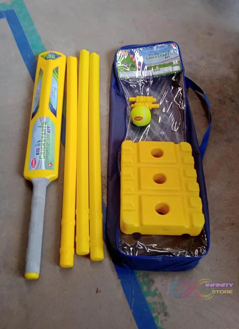 Big Cricket Kit, Cricket Set with 1 Cricket Bat, 1 Rubber Ball, Bails, 3 Stumps with Stand Base - infinityexculsivestore.com