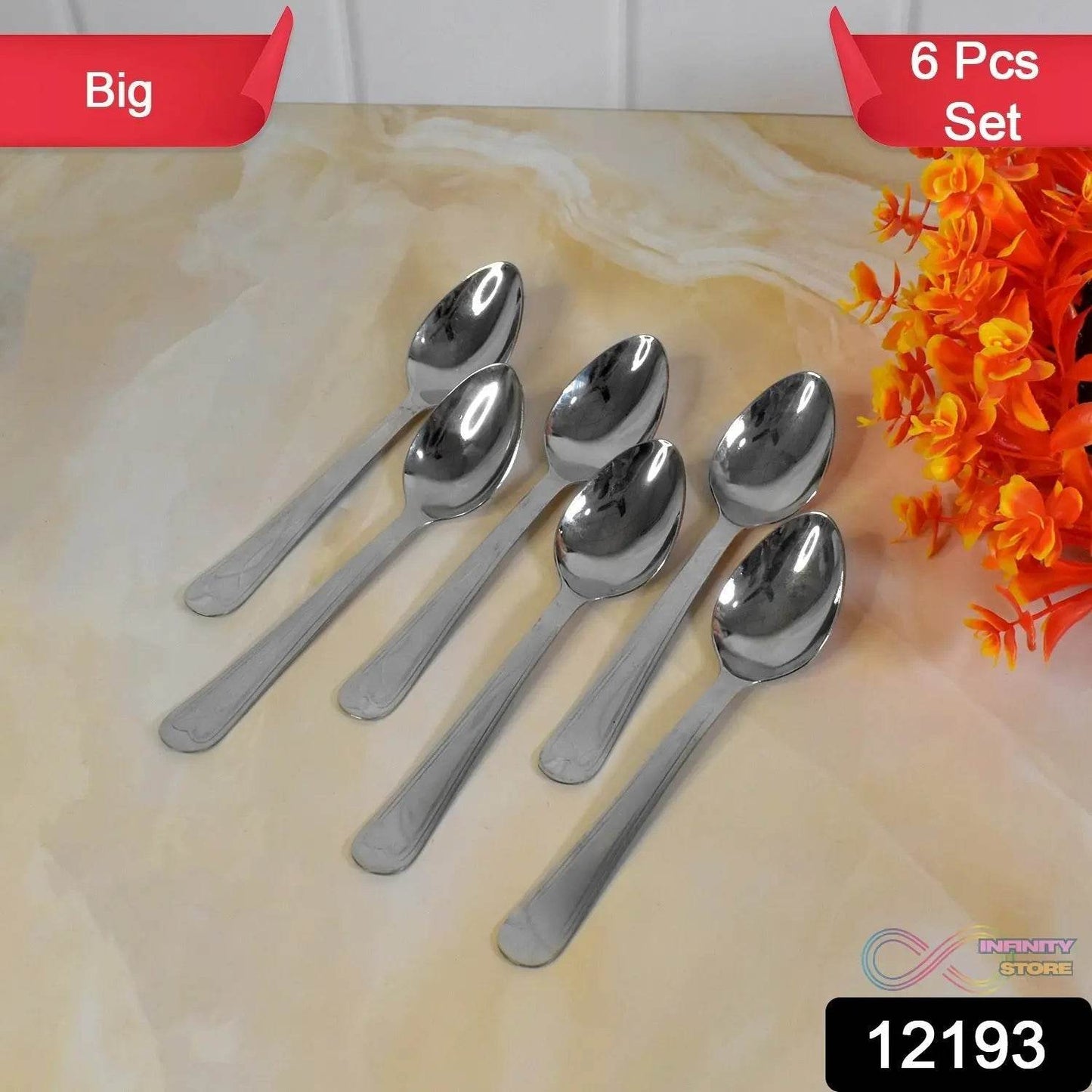 Big Dinner Spoons, 6 Pieces stainless Steel Table Spoon - infinityexculsivestore.com