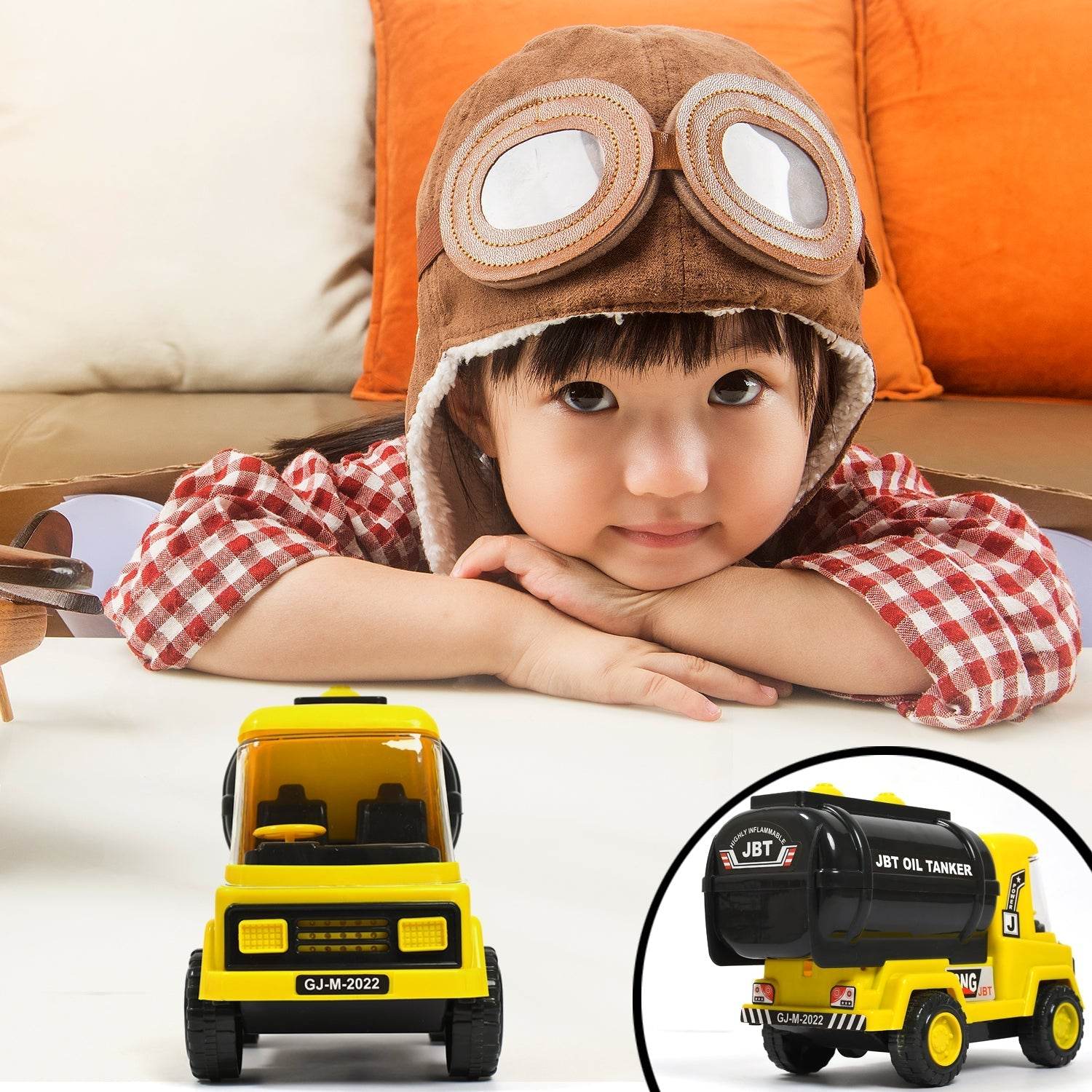 Big Heavy Duty Unbreakable Toy Truck with Sound | Friction Powered Oil-Water Tanker - infinityexculsivestore.com