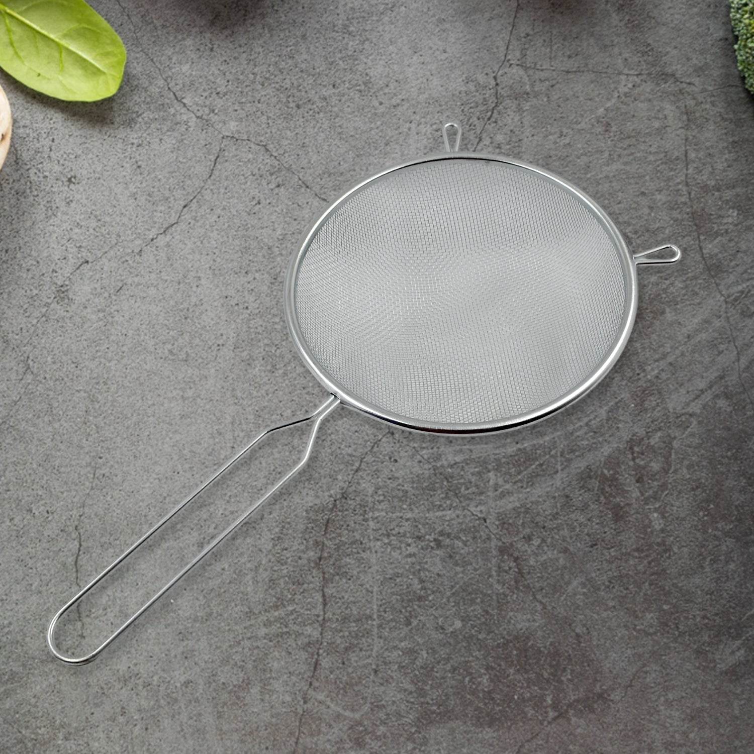 Big Mesh Strainer With Handle Stainless Steel Oil Straine, Mesh Sieve Strainer(1 Pc) - infinityexculsivestore.com
