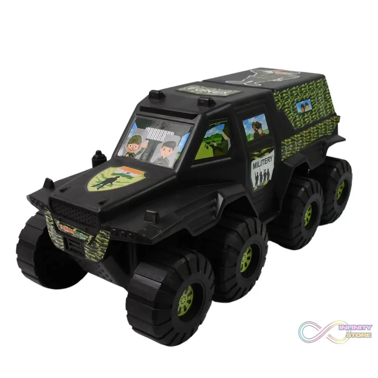 Big Military 8-Wheel Plastic Car Toy (1 Pc) - infinityexculsivestore.com