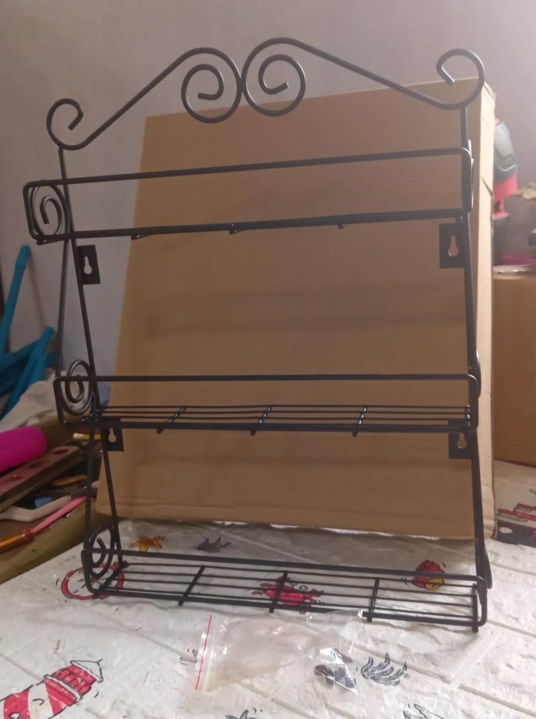 Big Wall Mounted Iron Wall Shelf with 3 Storage Racks for Kitchen, Pantry, Cabinet, Counter top or Free Standing, Rack Holder for Kitchen - infinityexculsivestore.com