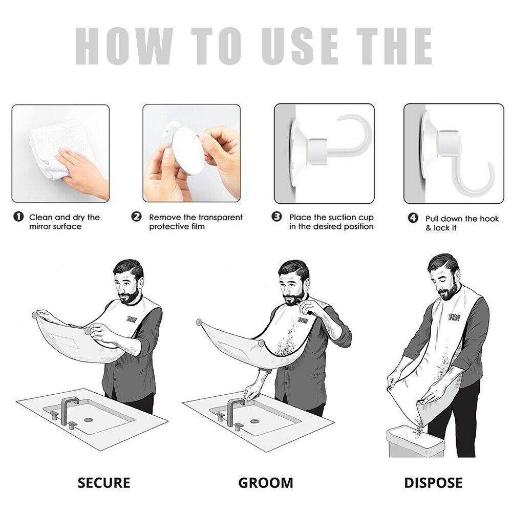 Black Beard Apron Hair Clippings Catcher Grooming Bib - infinityexculsivestore.com