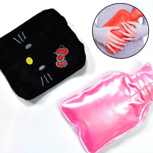 Black Hello Kitty small Hot Water Bag with Cover for Pain Relief, Neck, Shoulder Pain and Hand, Feet Warmer, Menstrual Cramps. - infinityexculsivestore.com