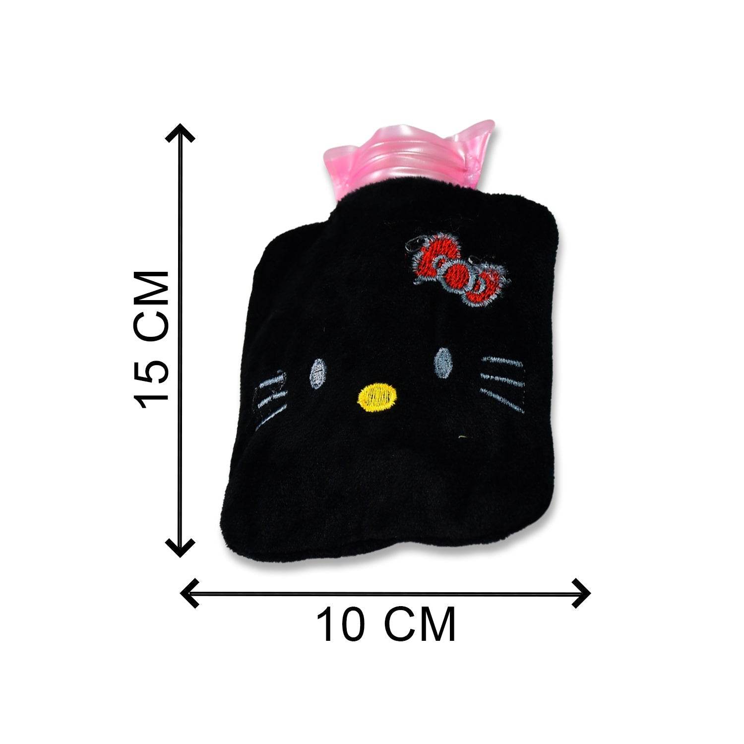 Black Hello Kitty small Hot Water Bag with Cover for Pain Relief, Neck, Shoulder Pain and Hand, Feet Warmer, Menstrual Cramps. - infinityexculsivestore.com