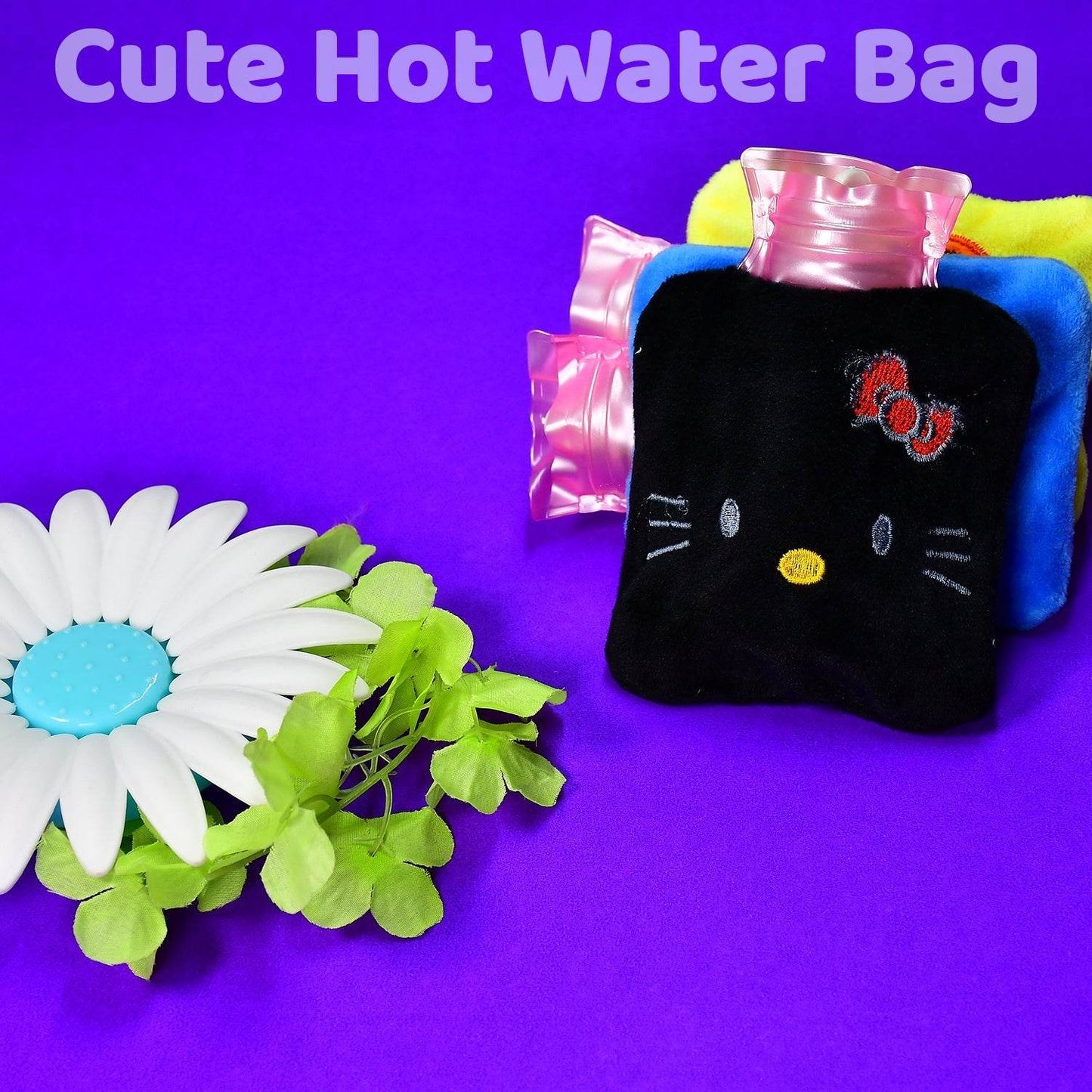 Black Hello Kitty small Hot Water Bag with Cover for Pain Relief, Neck, Shoulder Pain and Hand, Feet Warmer, Menstrual Cramps. - infinityexculsivestore.com