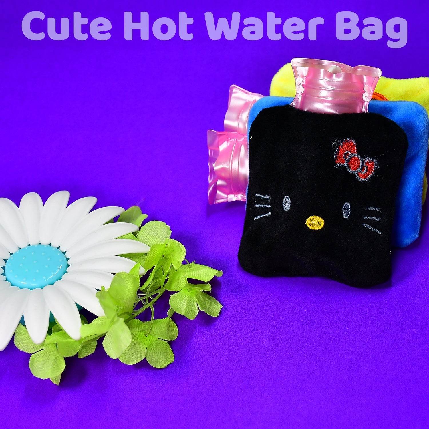 Black Hello Kitty small Hot Water Bag with Cover for Pain Relief, Neck, Shoulder Pain and Hand, Feet Warmer, Menstrual Cramps. - infinityexculsivestore.com