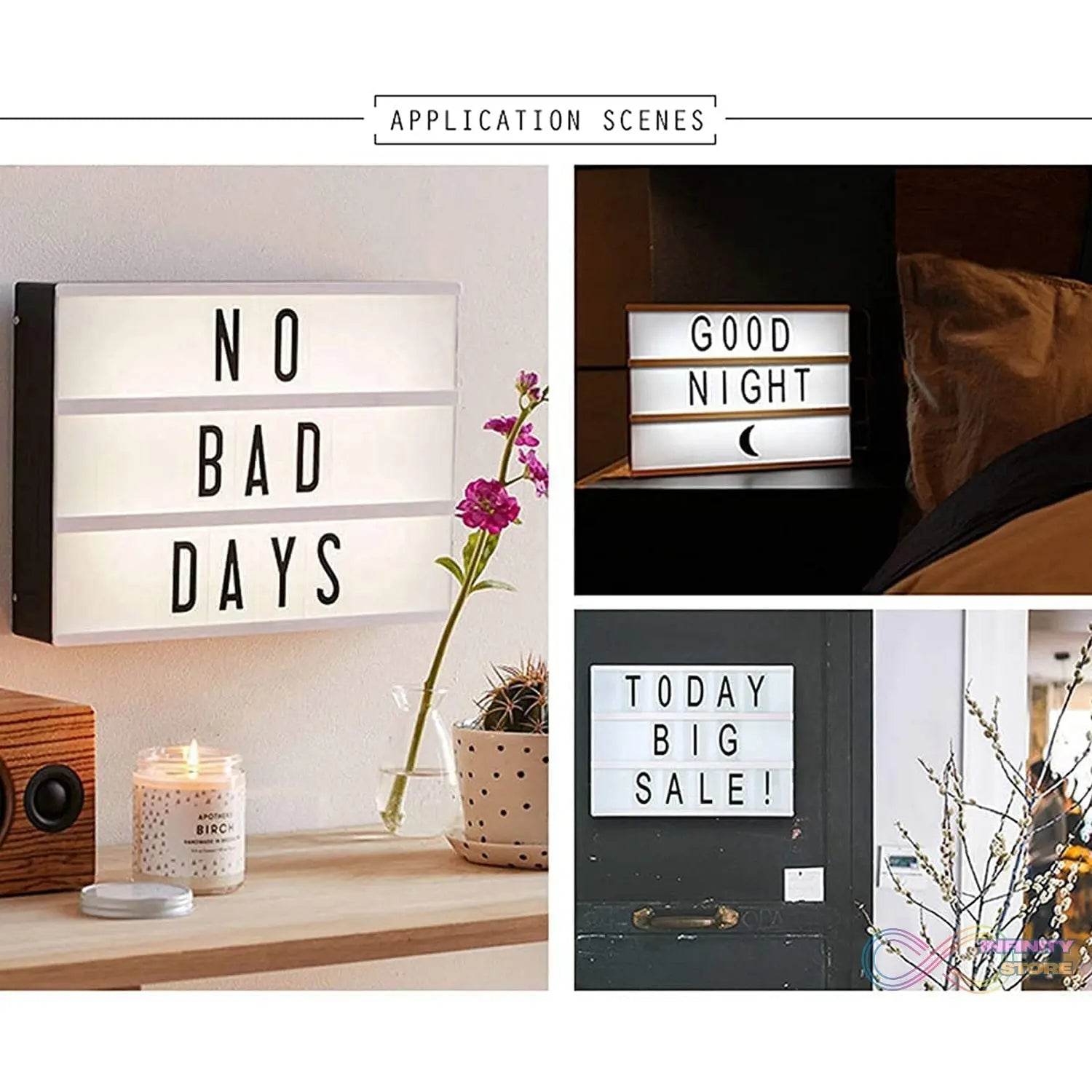 Black Mini A6 Magnetic Cinematic Light Box with 82 Characters and 10 Emojis (1 Set) - infinityexculsivestore.com
