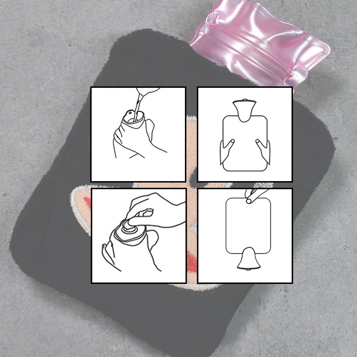 Black Monkey Small Hot Water Bag with Cover for Pain Relief - infinityexculsivestore.com