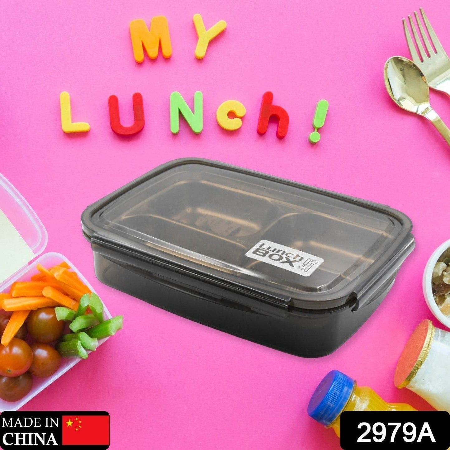 Black Transparent 4 Compartment Lunch Box for Kids and adults, Stainless Steel Lunch Box with 4 Compartments For Office, Travel, School, Home - infinityexculsivestore.com