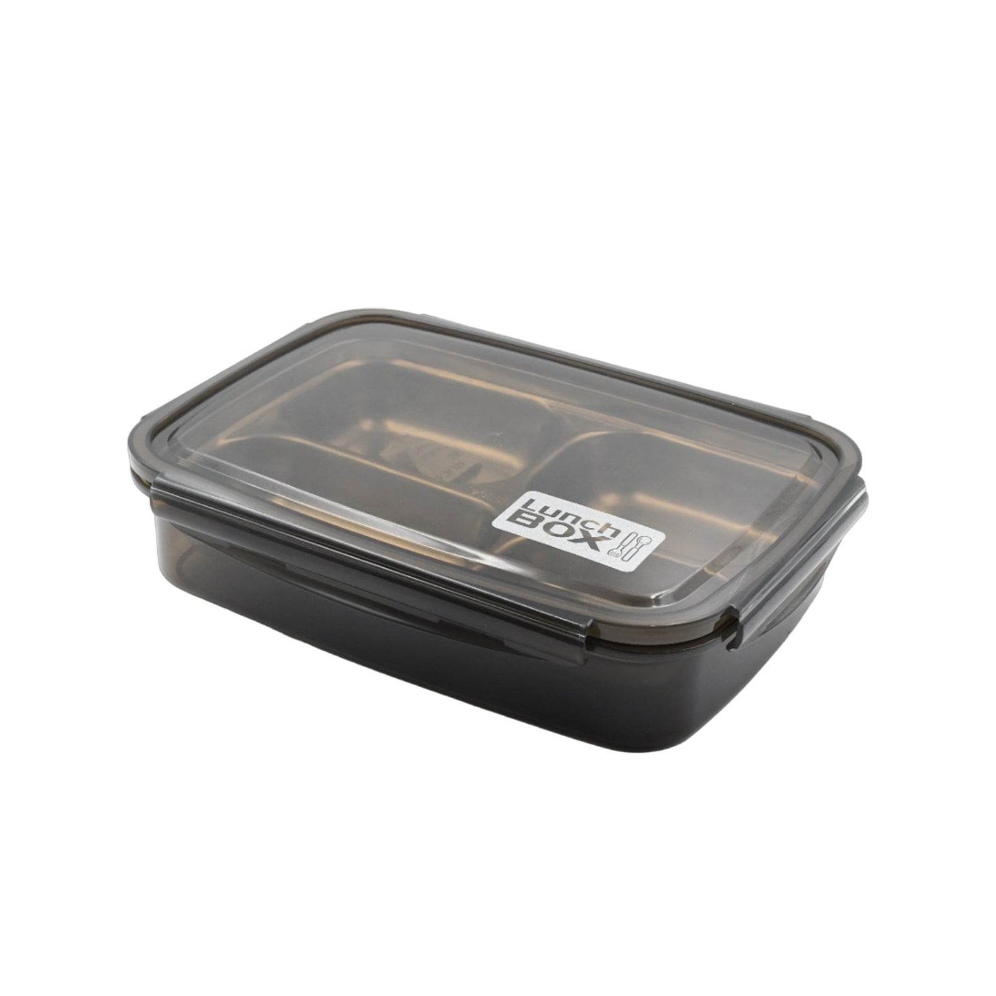 Black Transparent 4 Compartment Lunch Box for Kids and adults, Stainless Steel Lunch Box with 4 Compartments For Office, Travel, School, Home - infinityexculsivestore.com
