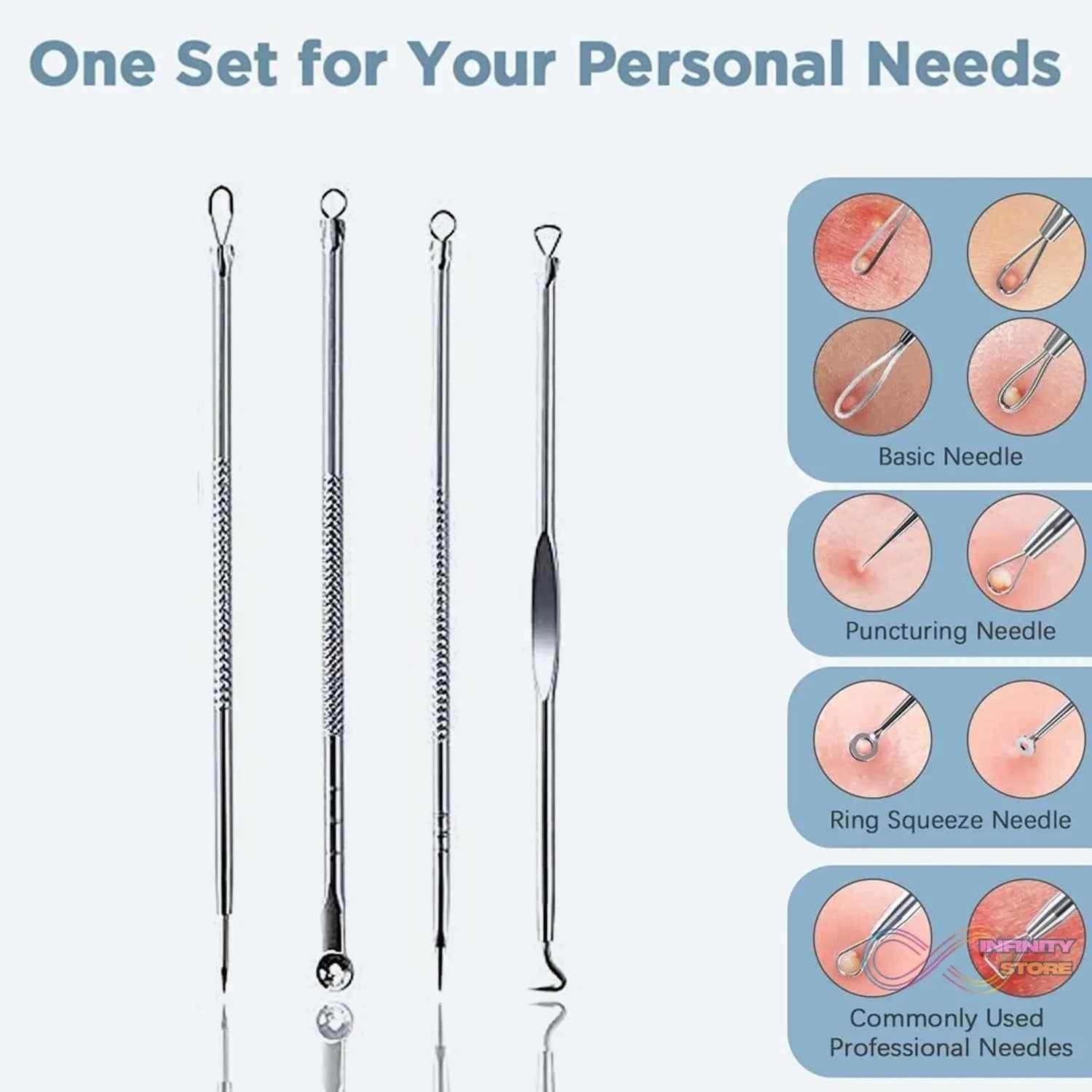 Blackhead Remover, 4-in-1 Stainless Steel Pimple Extractor Tool (1 Pc) - infinityexculsivestore.com