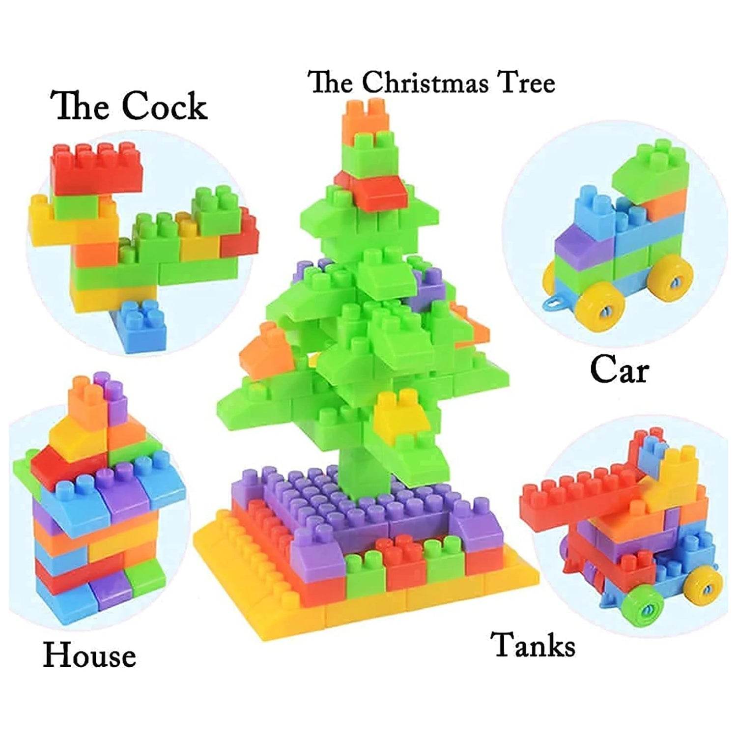 Blocks Set for Kids, Play Fun and Learning Blocks for Kids Games for Children Block Game Puzzles Set Boys, Children (Multicolor, 60 Bricks Blocks) - infinityexculsivestore.com