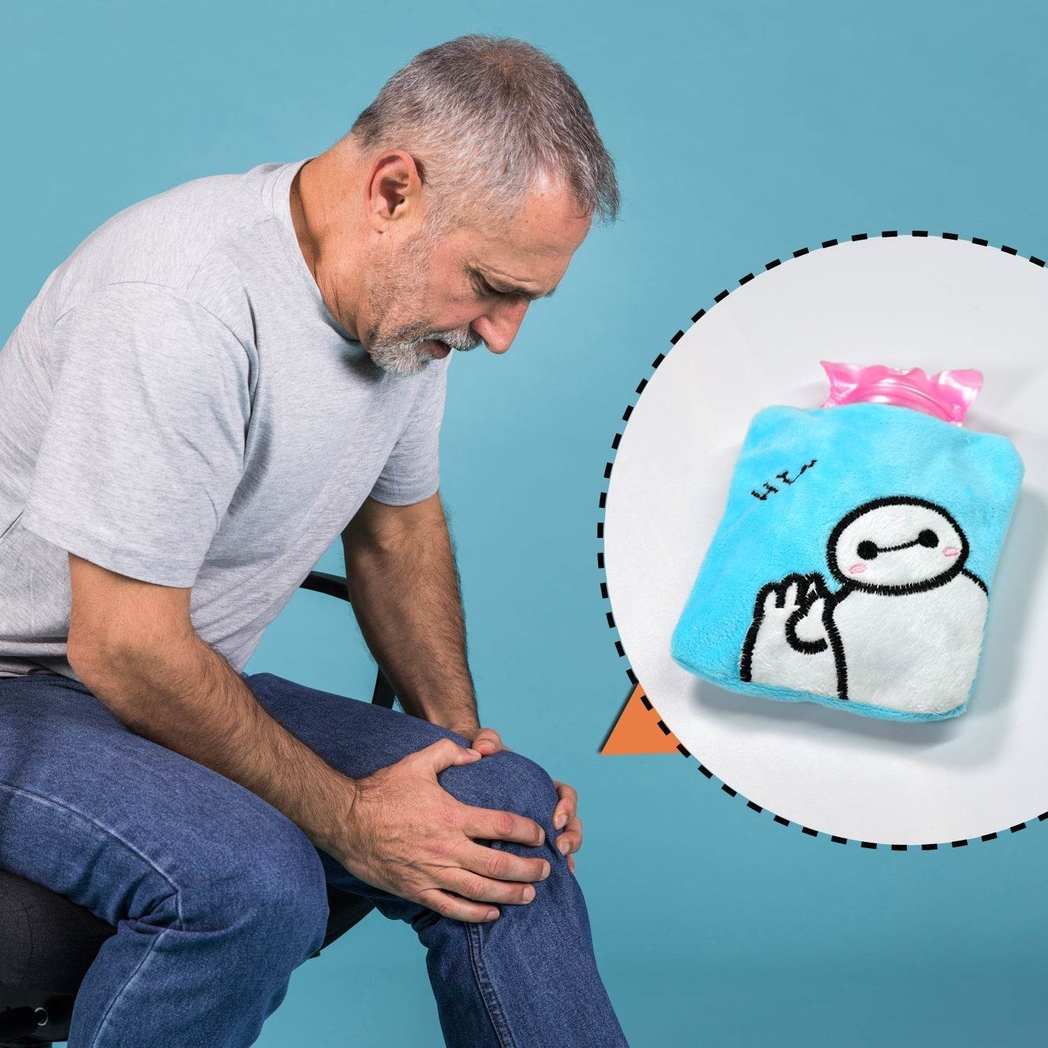 Blue Baymax Small Hot Water Bag with Cover for Pain Relief - infinityexculsivestore.com